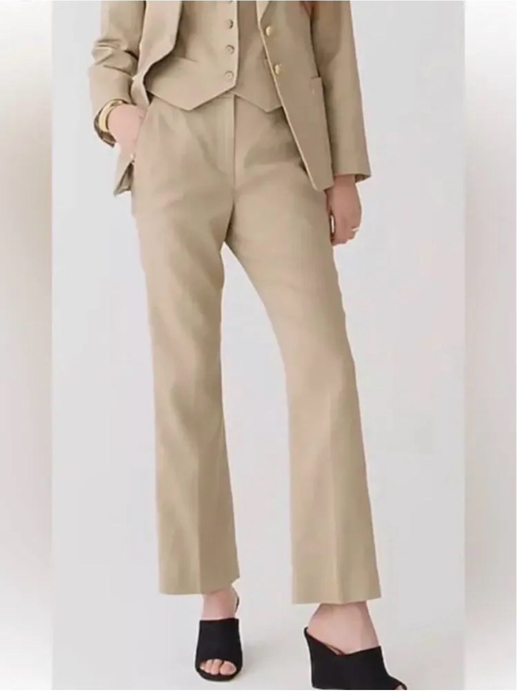 Nwt J.Crew Retail Women's Slim Fit Flare Pant In Stretch Linen Blend. Flax Sz 14